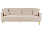 Sofa Bed LUCAN Velvet Beige 3 Seater