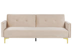 Sofa Bed LUCAN Velvet Beige 3 Seater