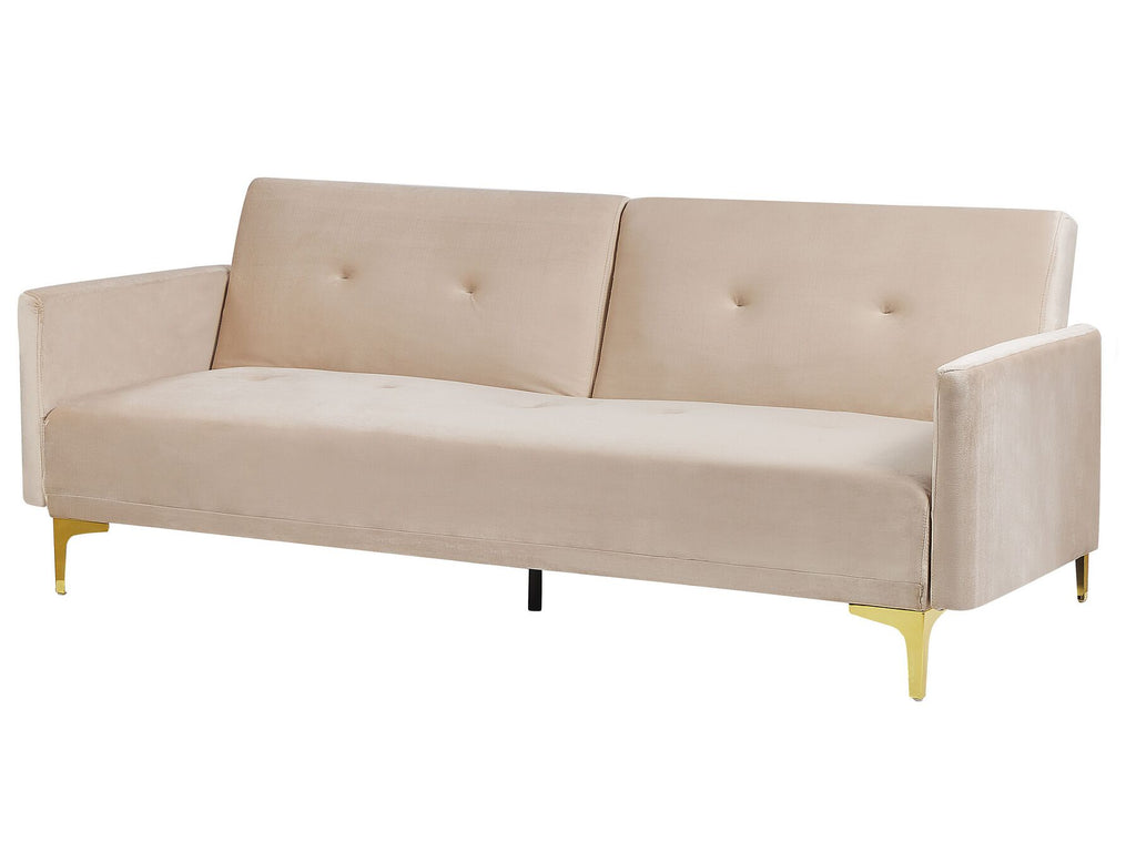 Sofa Bed LUCAN Velvet Beige 3 Seater