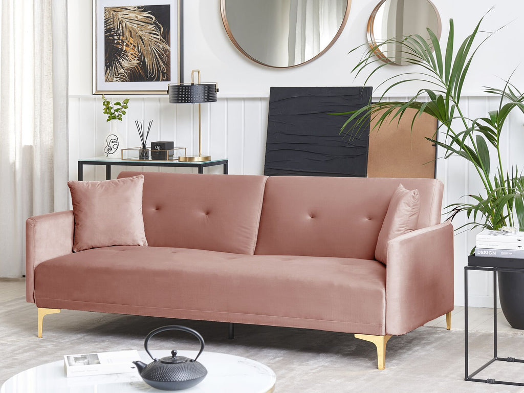 Sofa Bed LUCAN Velvet Pink 3 Seater