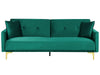 Sofa Bed Velvet Emerald Green 3 Seater