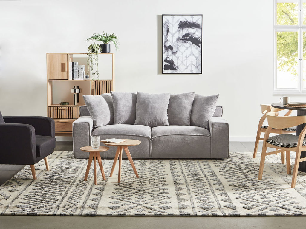 3 Seater Jumbo Cord Sofa Light Grey VISKAN