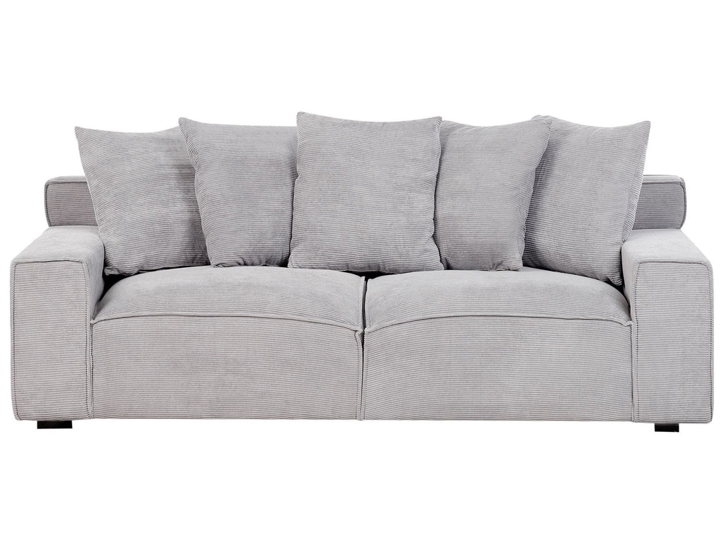 3 Seater Jumbo Cord Sofa Light Grey VISKAN
