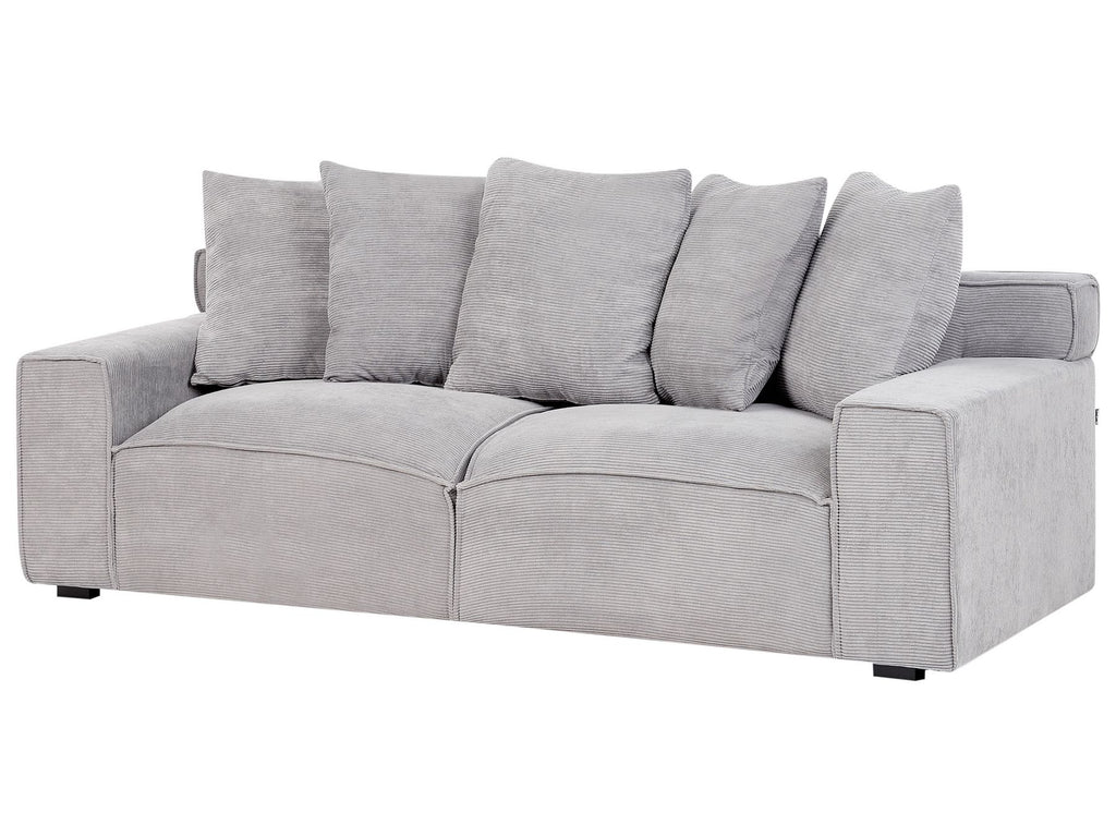 3 Seater Jumbo Cord Sofa Light Grey VISKAN