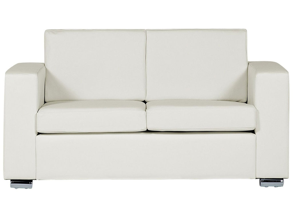 2 Seater Leather Sofa White HELSINKI