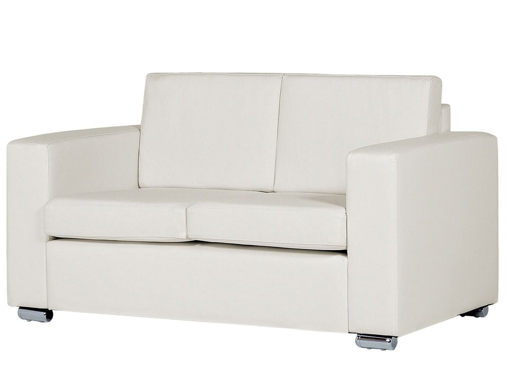2 Seater Leather Sofa White HELSINKI