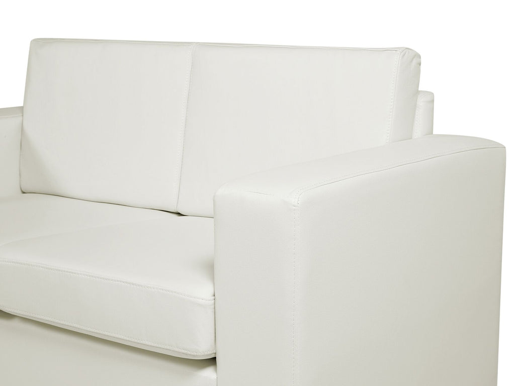 2 Seater Leather Sofa White HELSINKI
