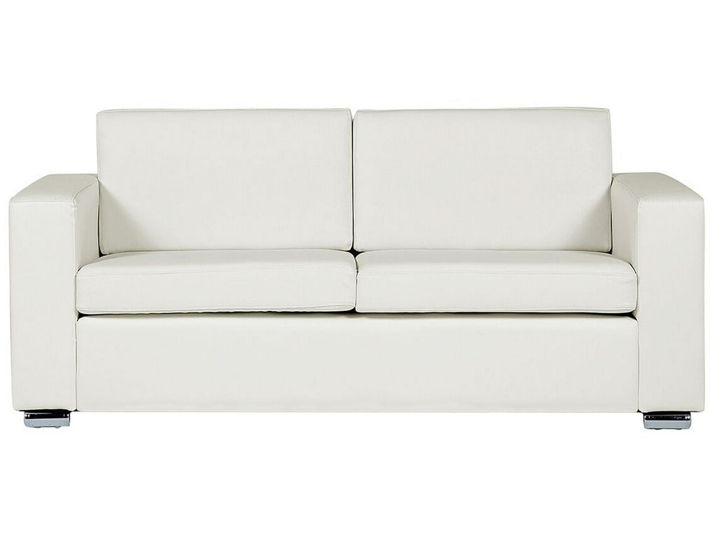 3 Seater Leather Sofa White HELSINKI