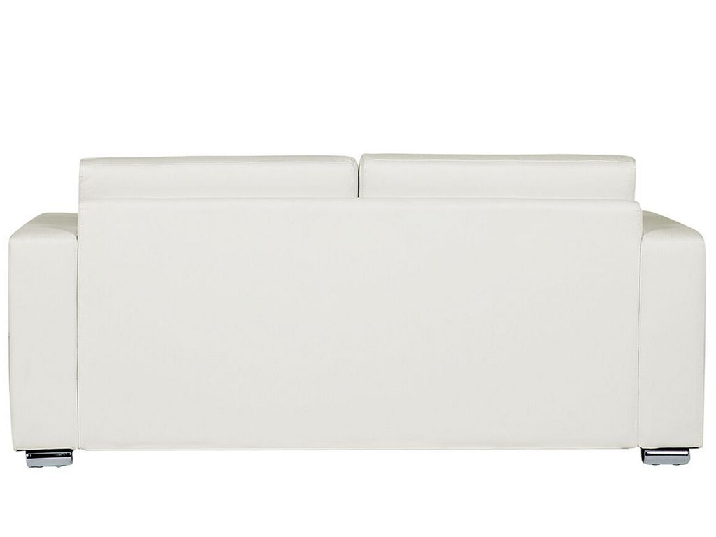 3 Seater Leather Sofa White HELSINKI