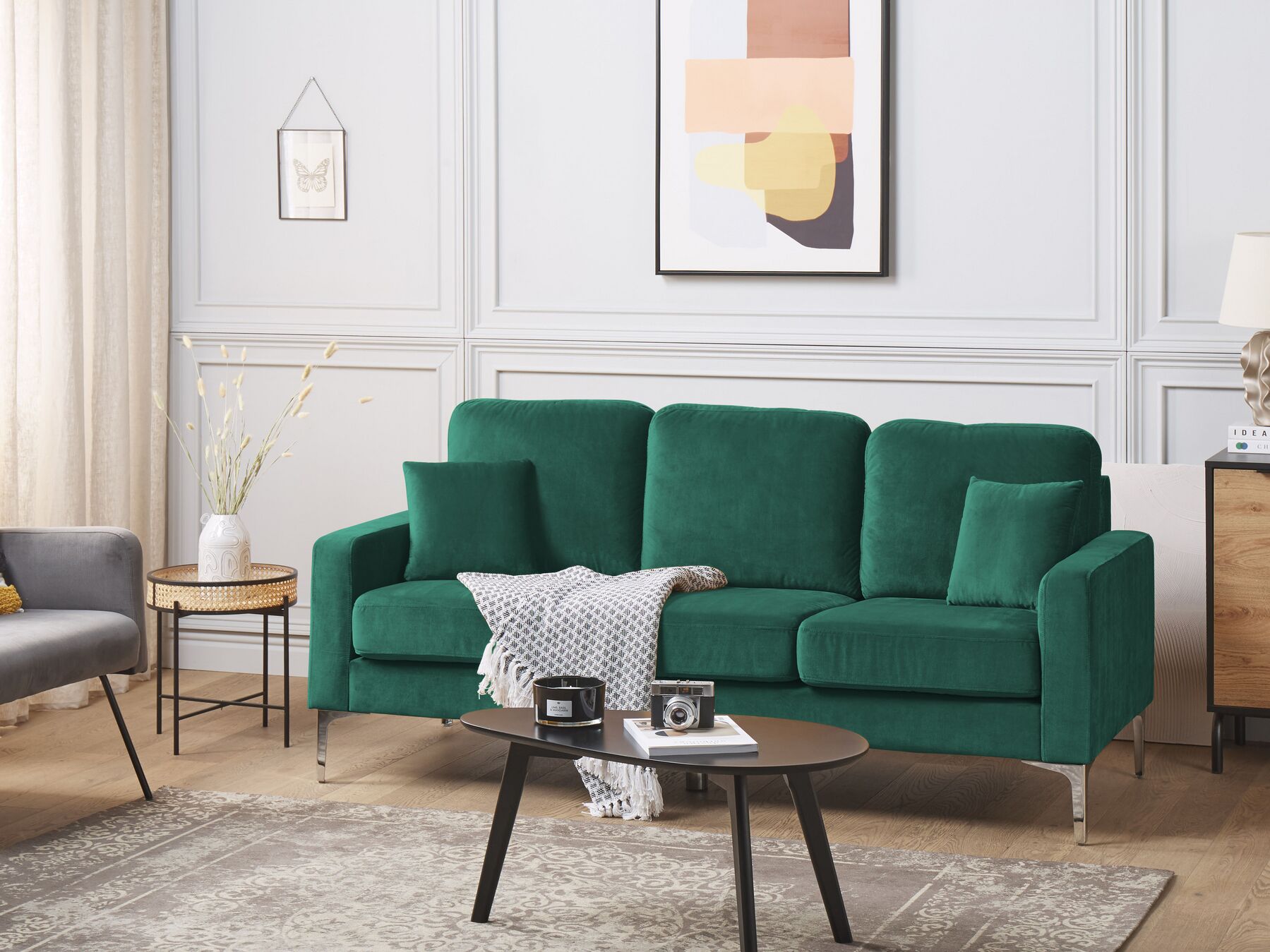 3 Seater Velvet Sofa Green GAVLE