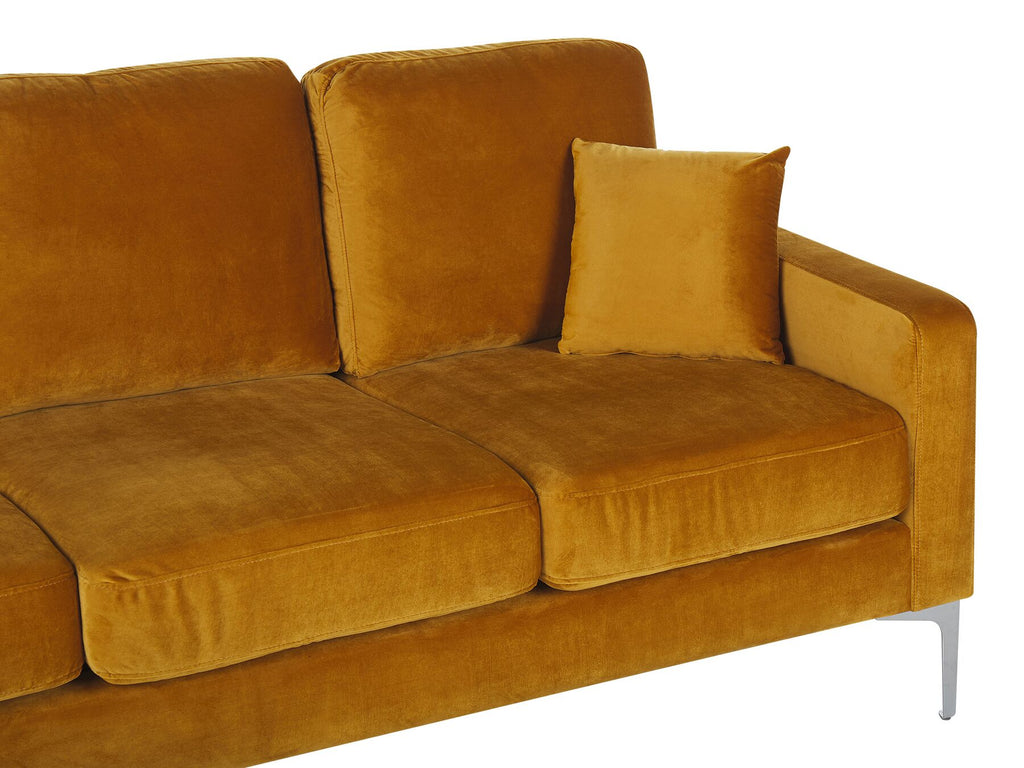 3 Seater Velvet Sofa Yellow GAVLE