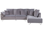 Corner Sofa LUNNER Corduroy Grey 4 Seater Left Hand