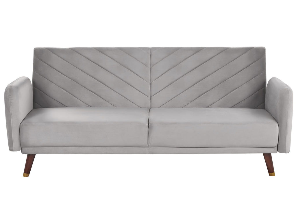 Sofa Bed SENJA Velvet Light Grey 3 Seater