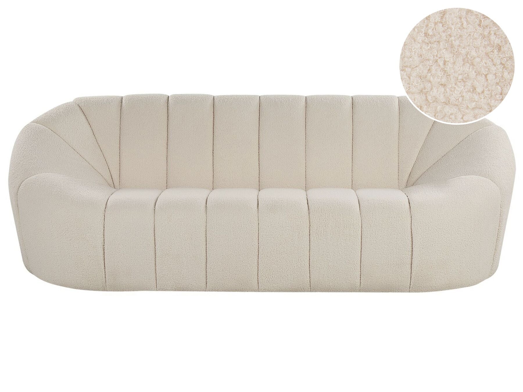 3 Seater Boucle Fabric Sofa White LOMMA
