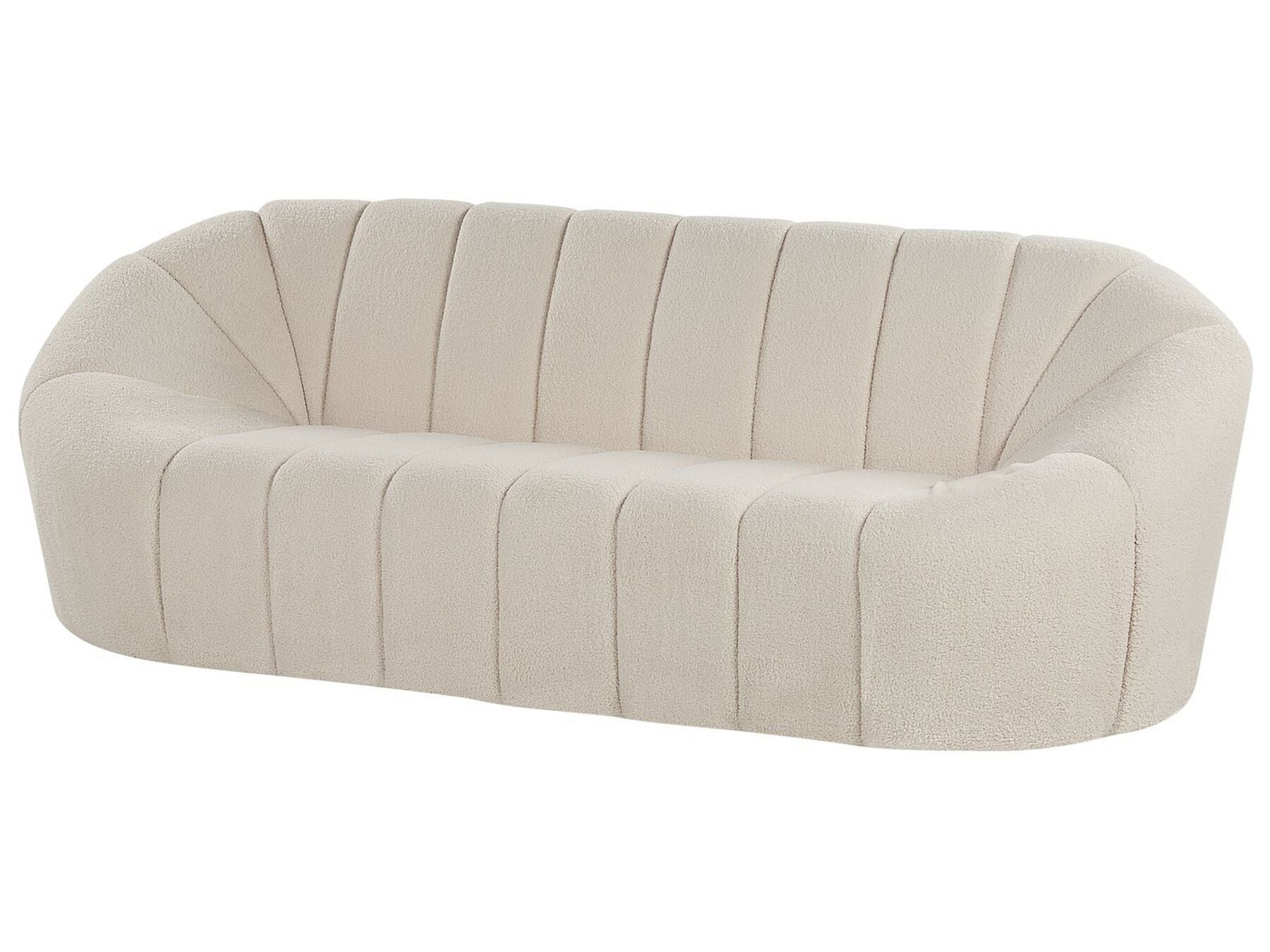 3 Seater Boucle Fabric Sofa White LOMMA