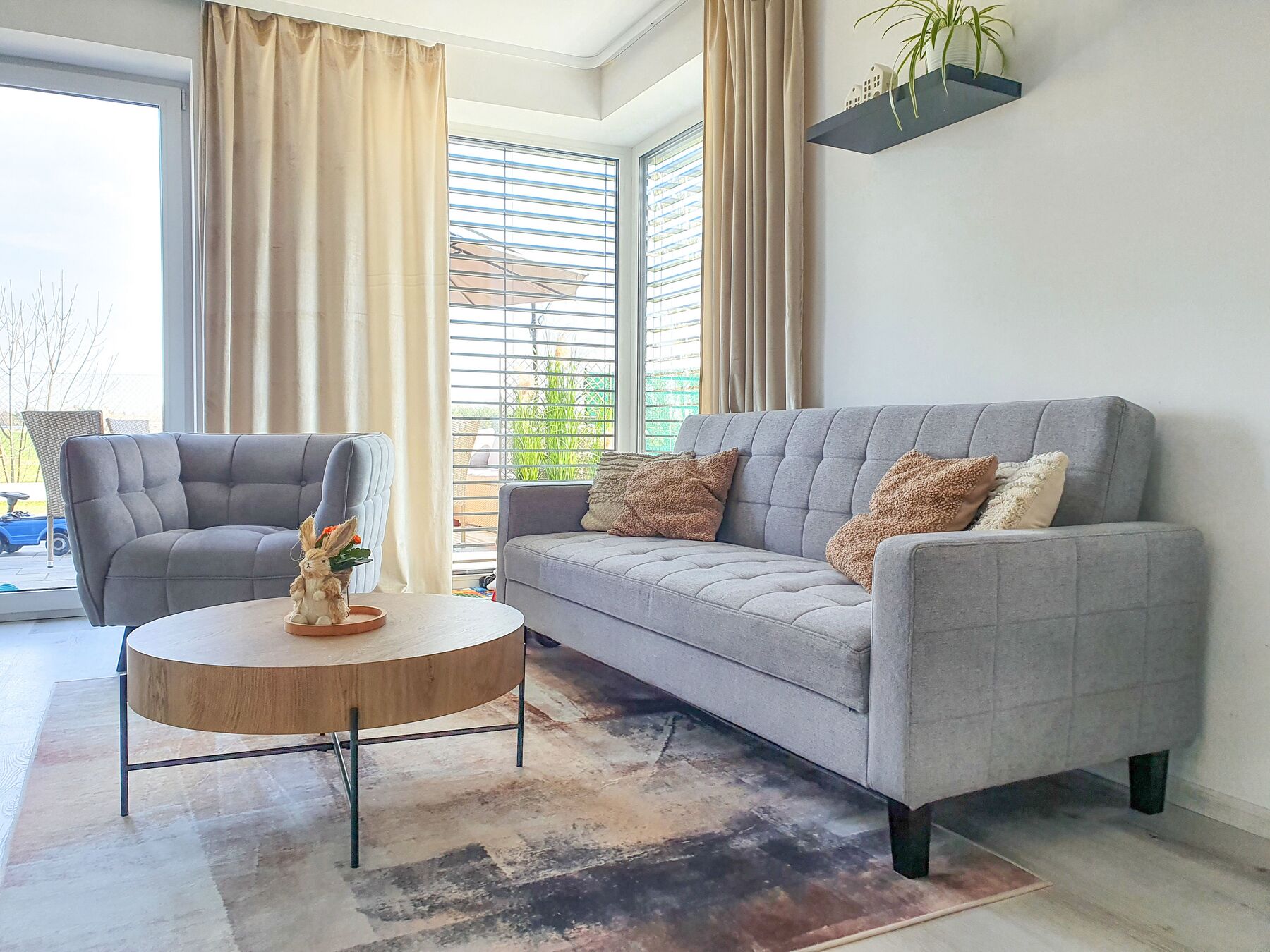 Sofa Bed VEHKOO Fabric Light Grey 3 Seater