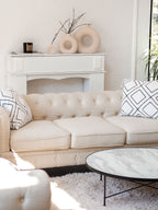 3 Seater Fabric Sofa Beige CHESTERFIELD Big