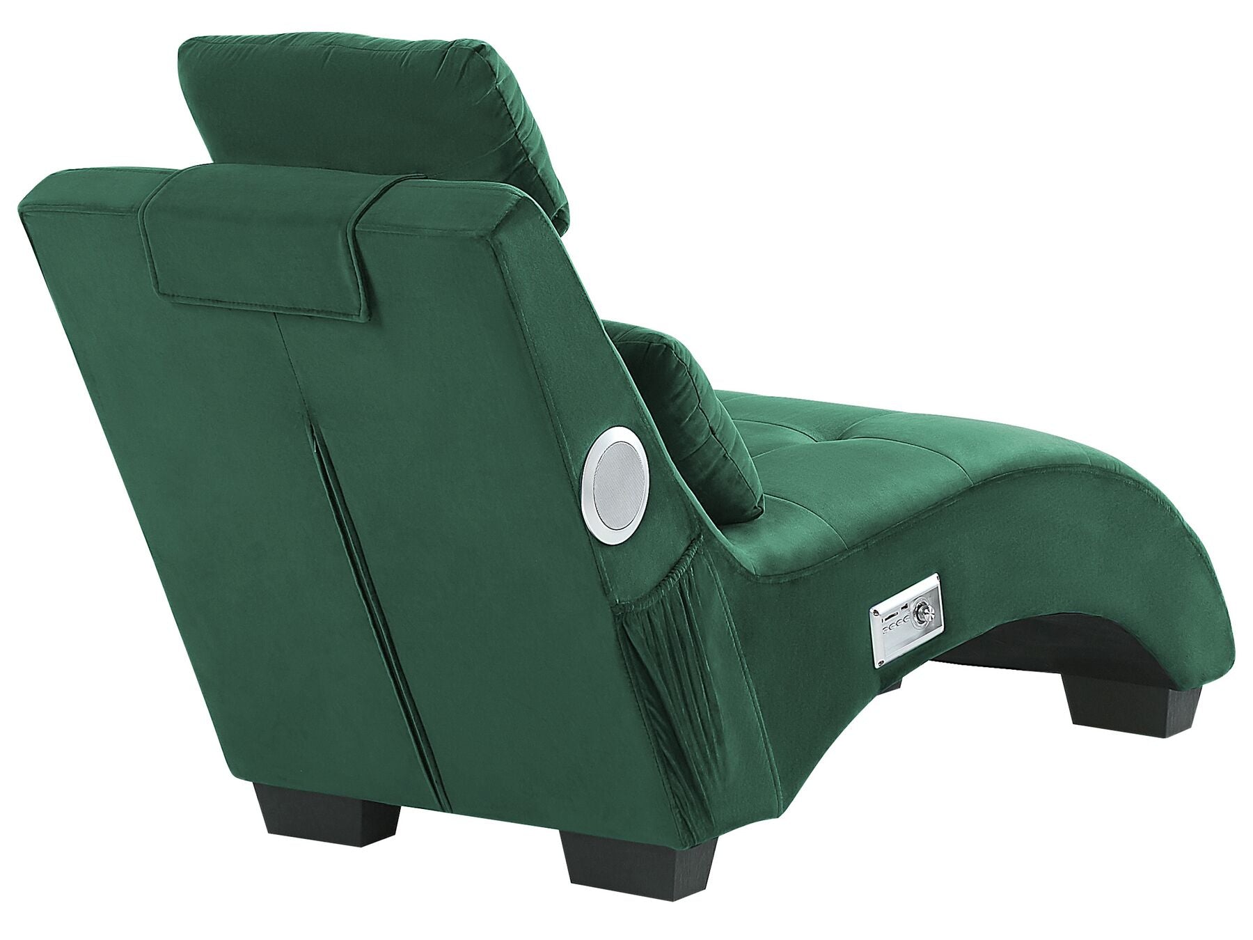 Chaise Longue SIMORRE Velvet Emerald Green with Built-In Bluetooth Speaker