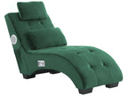 Chaise Longue SIMORRE Velvet Emerald Green with Built-In Bluetooth Speaker