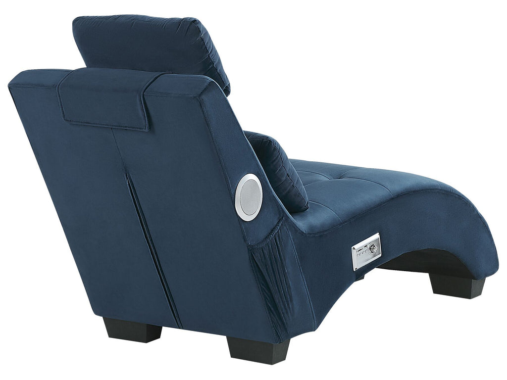 Chaise Longue SIMORRE Velvet Dark Blue with Built-In Bluetooth Speaker