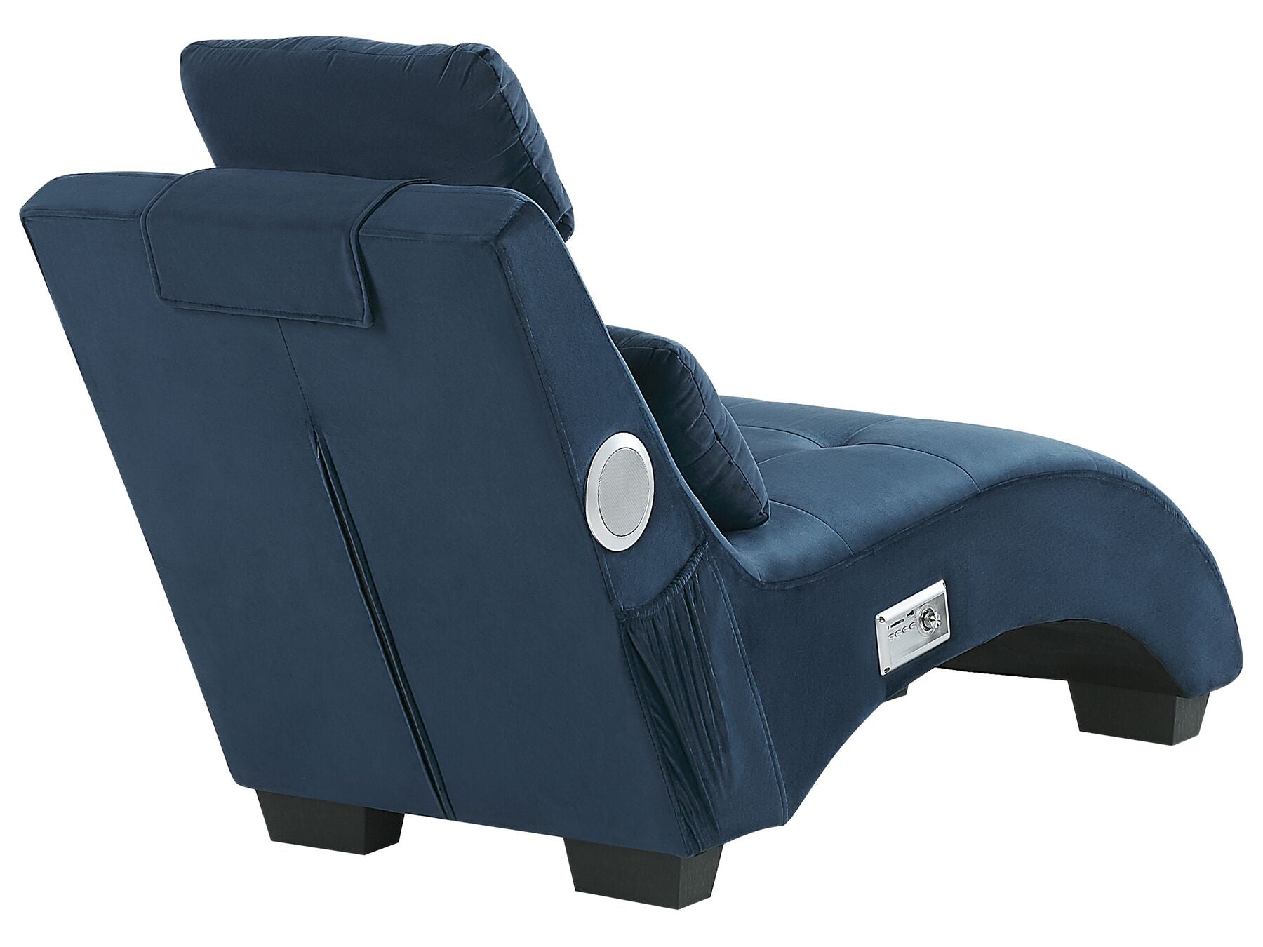 Chaise Longue SIMORRE Velvet Dark Blue with Built-In Bluetooth Speaker