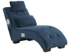 Chaise Longue SIMORRE Velvet Dark Blue with Built-In Bluetooth Speaker