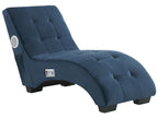 Chaise Longue SIMORRE Velvet Dark Blue with Built-In Bluetooth Speaker