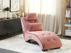 Chaise Longue SIMORRE Velvet Pastel Pink with Built-In Bluetooth Speaker