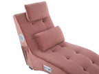 Chaise Longue SIMORRE Velvet Pastel Pink with Built-In Bluetooth Speaker