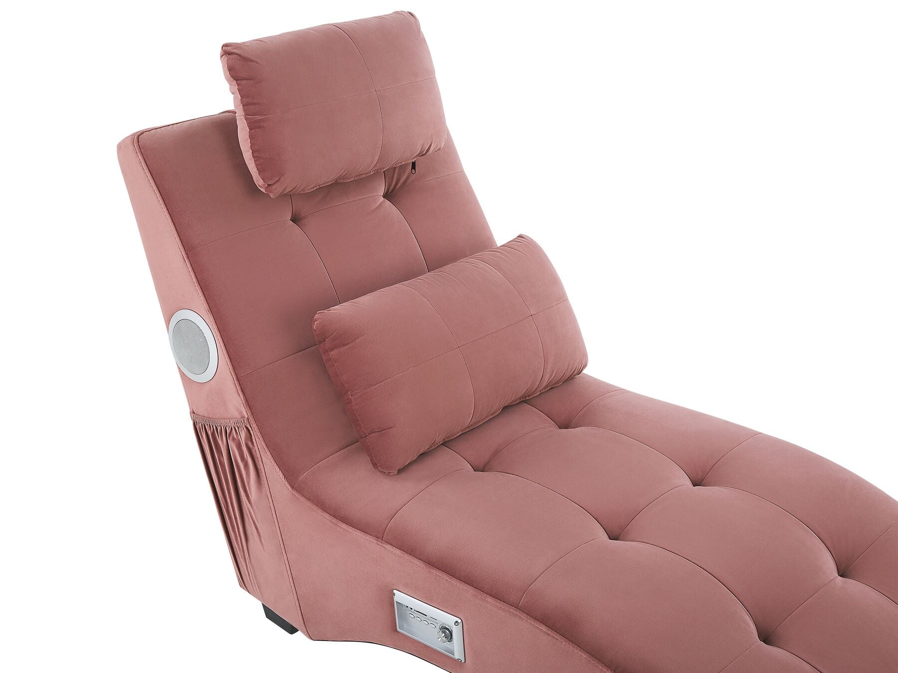 Chaise Longue SIMORRE Velvet Pastel Pink with Built-In Bluetooth Speaker