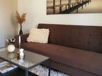 Sofa Bed VEHKOO Fabric Dark Brown 3 Seater