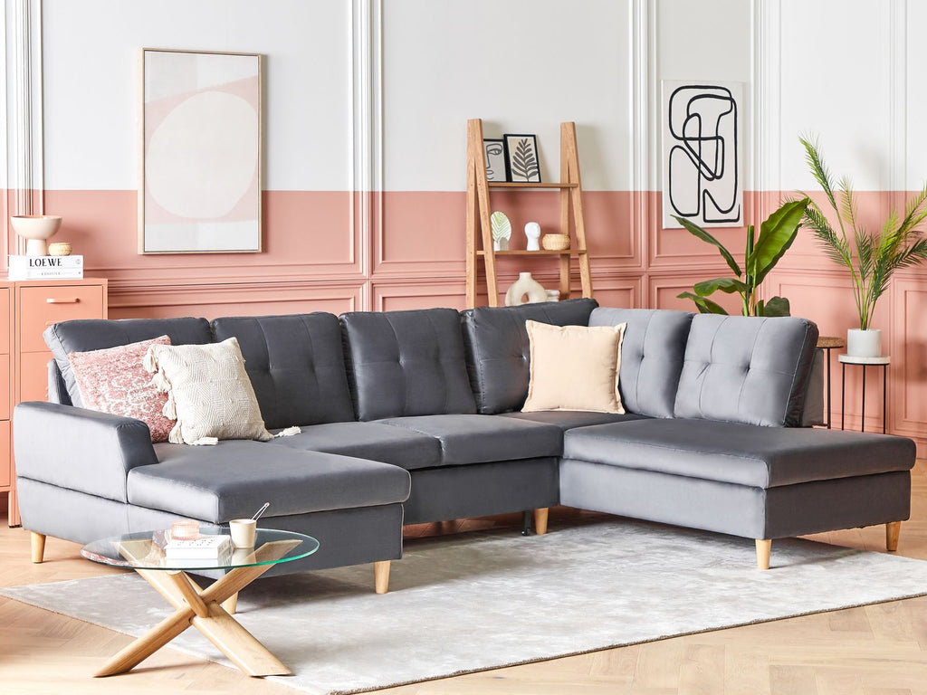 Sofa Bed LERUM Velvet Grey 4 Seater