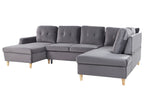 Sofa Bed LERUM Velvet Grey 4 Seater