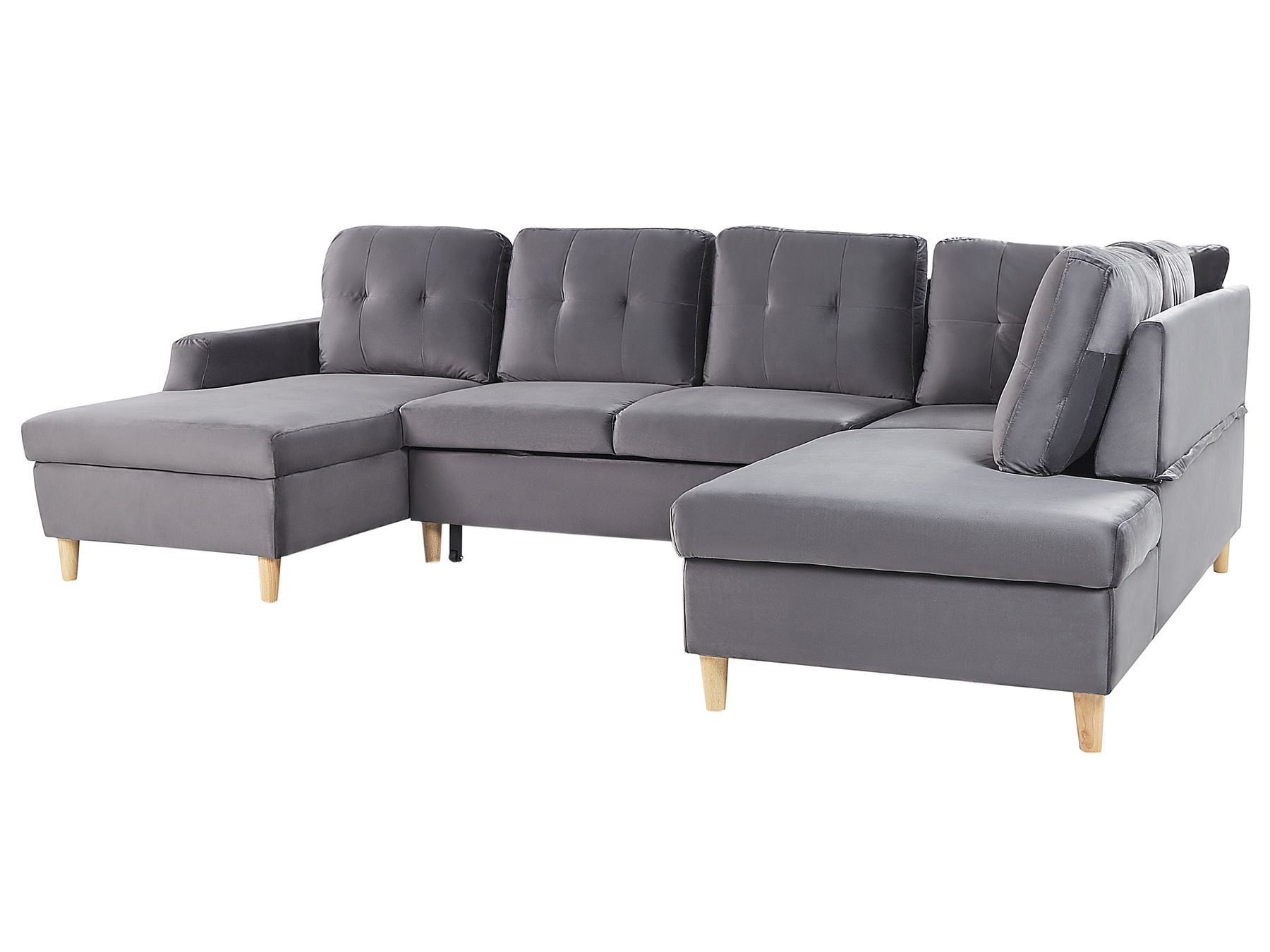 Sofa Bed LERUM Velvet Grey 4 Seater