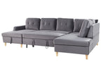 Sofa Bed LERUM Velvet Grey 4 Seater