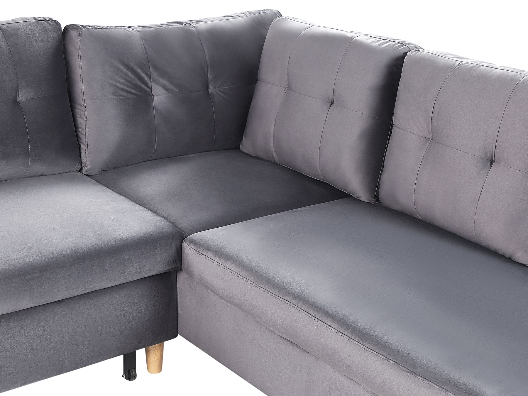 Sofa Bed LERUM Velvet Grey 4 Seater