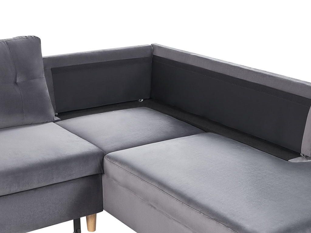 Sofa Bed LERUM Velvet Grey 4 Seater