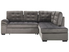 Corner Sofa Bed VARNAMO Velvet Grey with Storage 4 Seater Left Hand