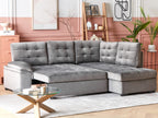 Corner Sofa Bed VARNAMO Velvet Grey with Storage 4 Seater Left Hand