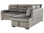 Corner Sofa Bed VARNAMO Velvet Grey with Storage 4 Seater Left Hand