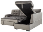 Corner Sofa Bed VARNAMO Velvet Grey with Storage 4 Seater Left Hand