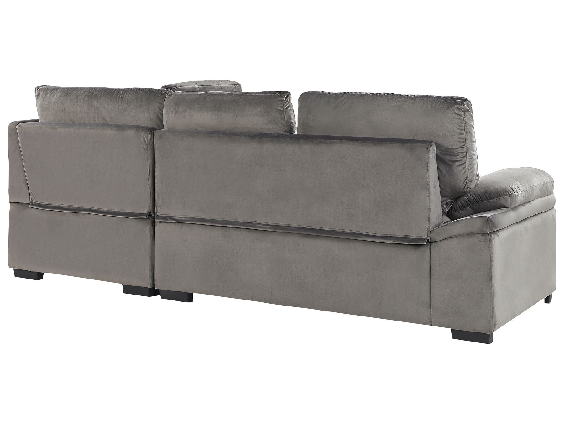 Corner Sofa Bed VARNAMO Velvet Grey with Storage 4 Seater Left Hand