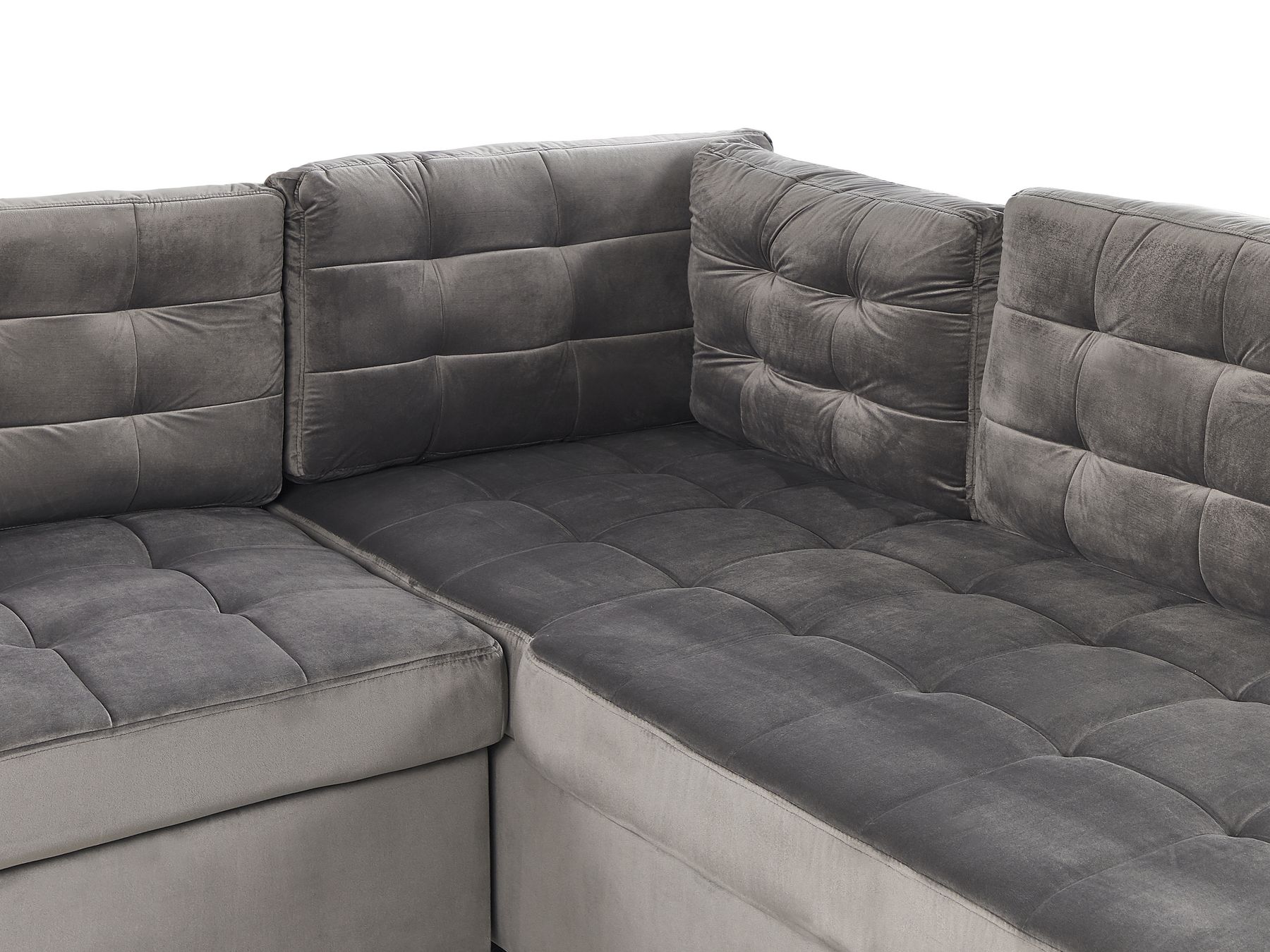 Corner Sofa Bed VARNAMO Velvet Grey with Storage 4 Seater Left Hand