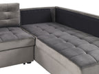 Corner Sofa Bed VARNAMO Velvet Grey with Storage 4 Seater Left Hand