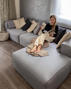 Corner Sofa DOLVA Fabric Light Grey 3 Seater Left Hand