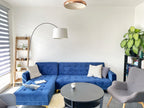 Modular Corner Sofa Bed ABERDEEN Velvet Navy Blue 4 Seater Right Hand