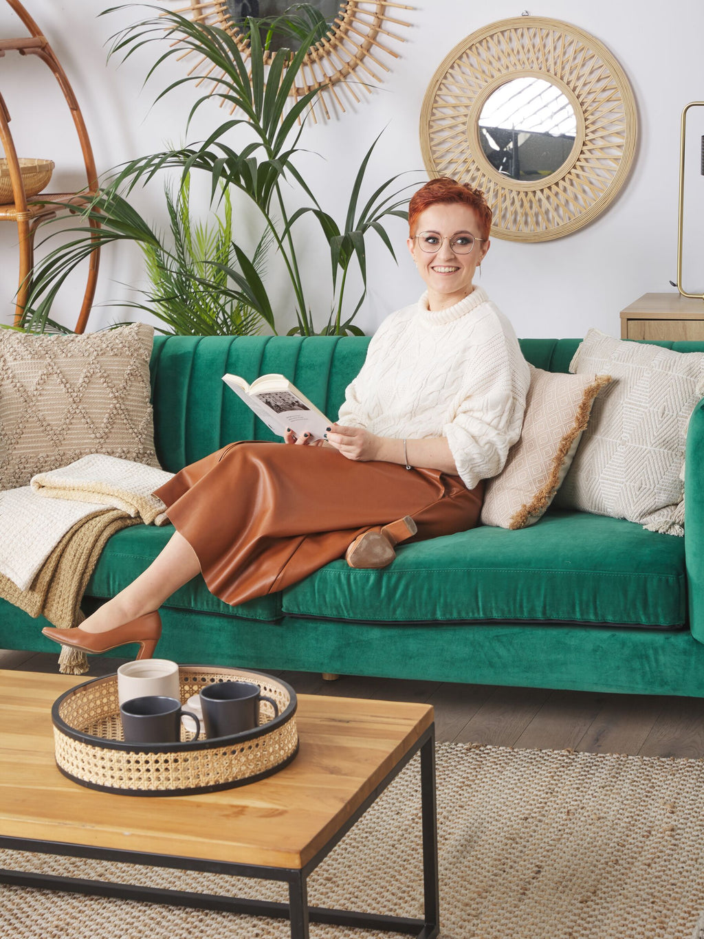 3 Seater Velvet Fabric Sofa Green ARVIKA
