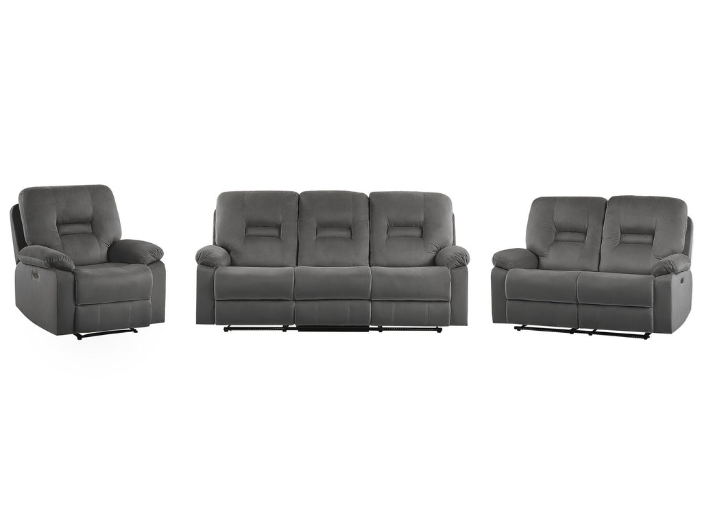 2 Seater Velvet LED Electric Recliner Sofa with USB Port Grey BERGEN