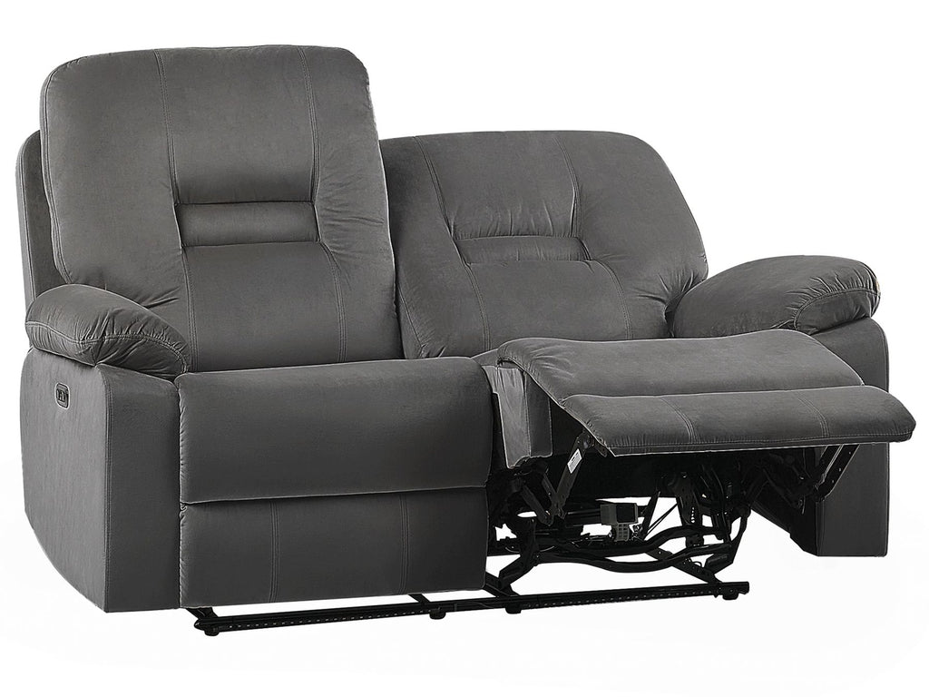 2 Seater Velvet LED Electric Recliner Sofa with USB Port Grey BERGEN