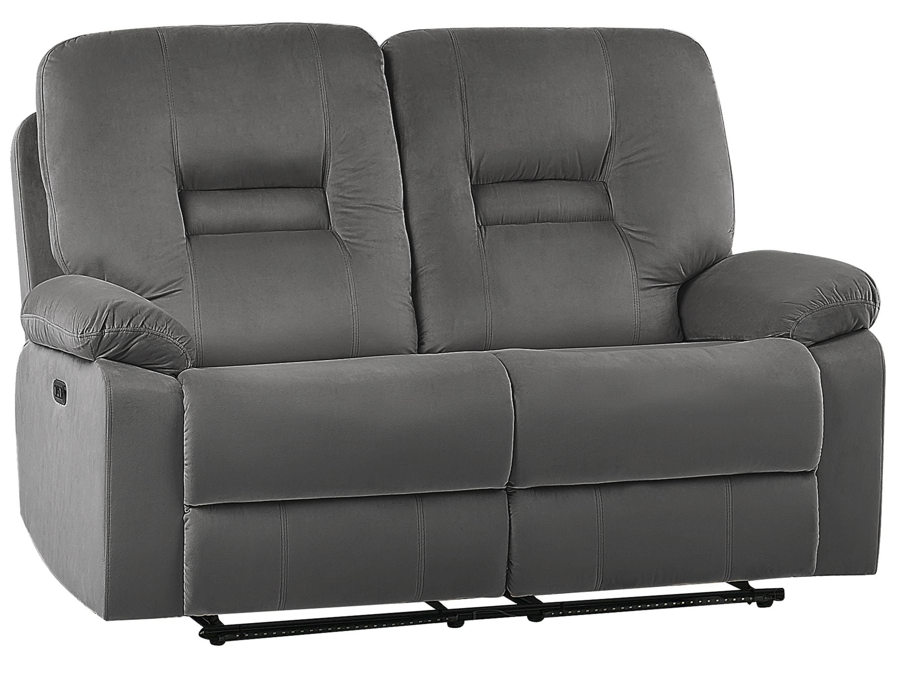 2 Seater Velvet LED Electric Recliner Sofa with USB Port Grey BERGEN